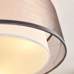 Lindby loftlampe Tobia, grå, tekstil, Ø 50 cm, E27