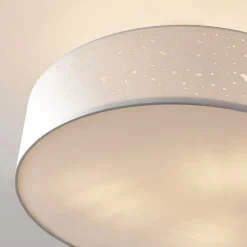 Lindby loftlampe Umma, afstand, hvid, stof, Ø 50 cm, E27