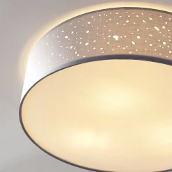 Lindby loftlampe Umma, grå, stof, Ø 50 cm, E27