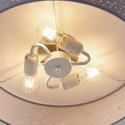 Lindby loftlampe Umma, grå, stof, Ø 50 cm, E27