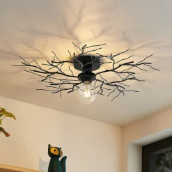 Lindby Gang|Loftlamper>loftlampe Vetki, Ø 60 cm, sort, 1 lyskilde, metal