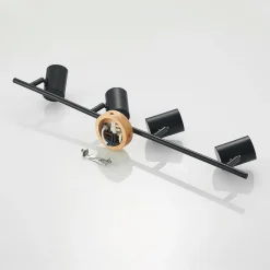 loftlampe Xiomara, 4 lyskilder, 68 cm lang, træ^Lindby New