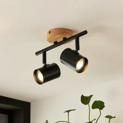 loftlampe Xiomara, 2 lyskilder, 27 cm lang, træ^Lindby Online