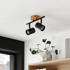 loftlampe Xiomara, 2 lyskilder, 27 cm lang, træ^Lindby Online