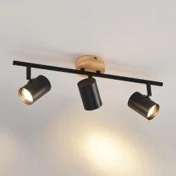 loftlampe Xiomara, 3 lyskilder, 68 cm lang, træ^Lindby Outlet