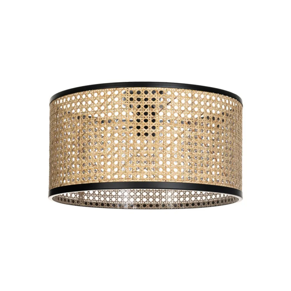 Lindby Gang|Loftlamper>Loftlampe Yaelle, Ø 40 cm, Rattan, sort, E27