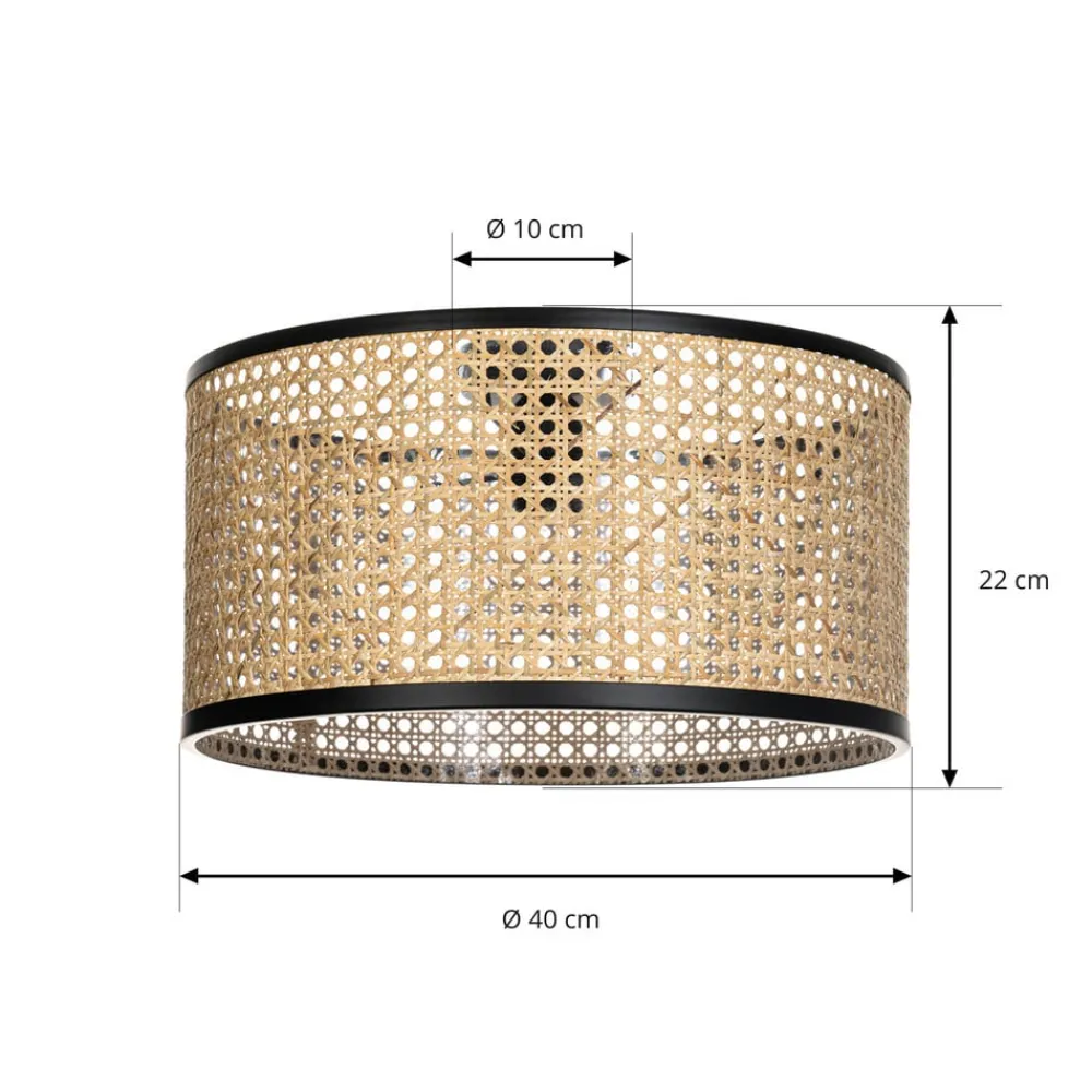 Lindby Gang|Loftlamper>Loftlampe Yaelle, Ø 40 cm, Rattan, sort, E27