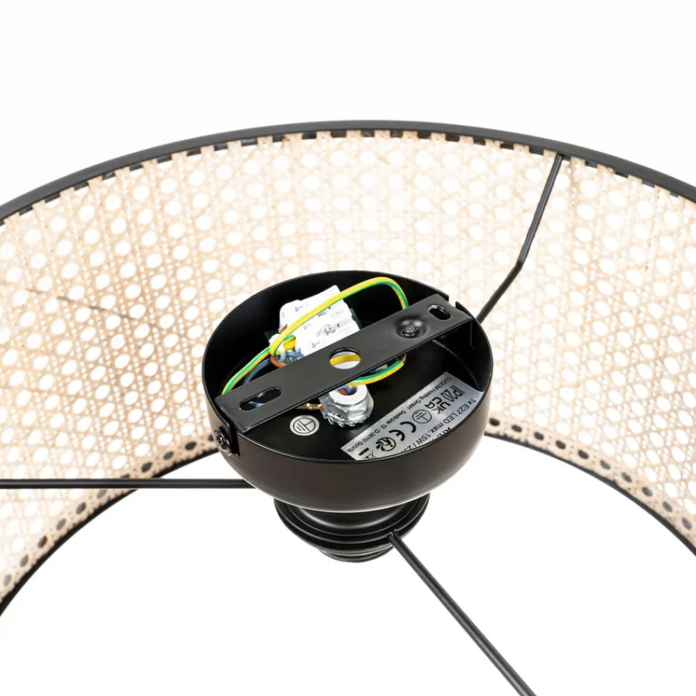 Lindby Gang|Loftlamper>Loftlampe Yaelle, Ø 40 cm, Rattan, sort, E27