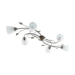 loftlampe Yannie, 6 lyskilder, 106 cm, nikkel/hvid, glas^Lindby Discount