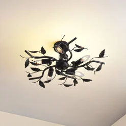 loftlampe Yos, 5 lyskilder, 58 cm, sort-guld, E14^Lindby Hot