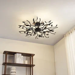 Lindby loftlampe Yos, 10 lyskilder, 95 cm, sort-guld, E14