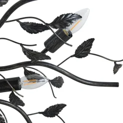 Lindby loftlampe Yos, 10 lyskilder, 95 cm, sort-guld, E14