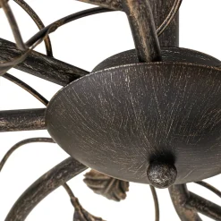 Lindby loftlampe Yos, 8 lyskilder, 85 cm, sort-guld, E14