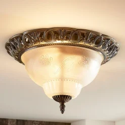 loftslampe Anni, ætset glasskærm^Lindby New