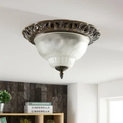 loftslampe Anni, ætset glasskærm^Lindby New