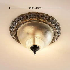 loftslampe Anni, ætset glasskærm^Lindby New