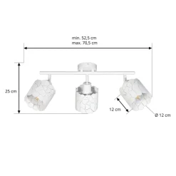 Lindby loftslampe Aralena, hvid, 3 lyskilder, længde 70,5 cm