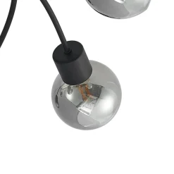Lindby loftslampe Ciala, 7-lys, sort, smoke, glas