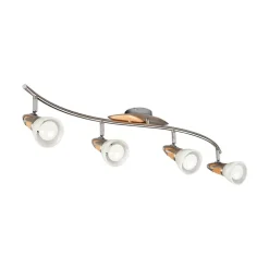 Lindby Loftlamper|Loftlamper>loftslampe Marena, 4-lys, glas, træ, 83 cm lang