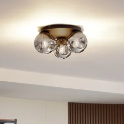 loftslampe Valentina, E14, grå, glas, Ø 36,6 cm^Lindby