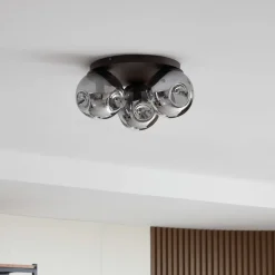 loftslampe Valentina, E14, grå, glas, Ø 36,6 cm^Lindby