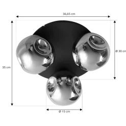loftslampe Valentina, E14, grå, glas, Ø 36,6 cm^Lindby