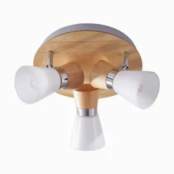 loftslampe Vivica, Ø 26 cm, krom/træ, 3 lyskilder^Lindby Outlet