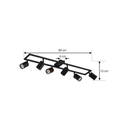 loftspot Bravius, sort, 6 lyskilder, jern^Lindby Discount