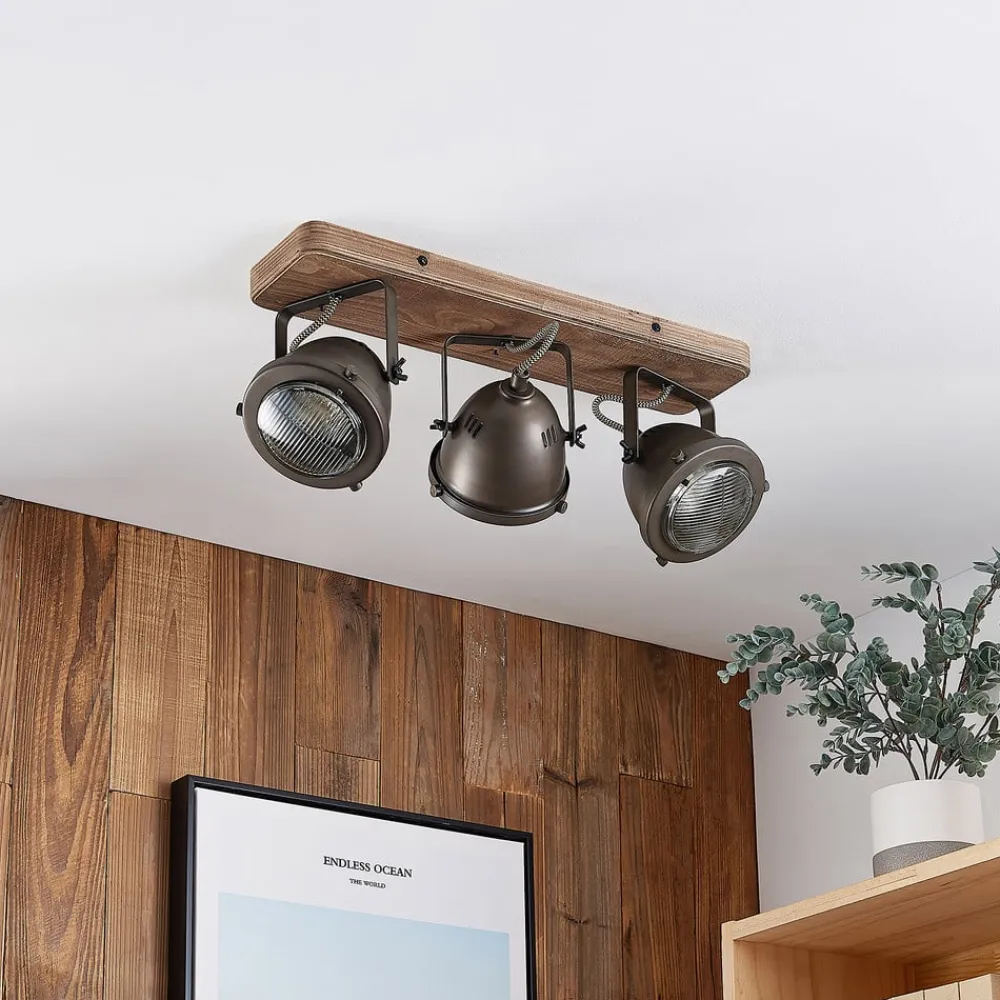 Lindby loftspot Farovi, sort, 44 cm, 3 lyskilder, træ, GU10