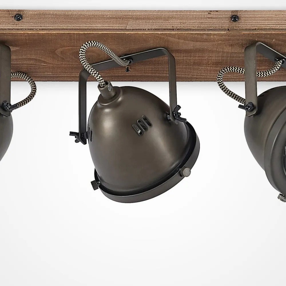 Lindby loftspot Farovi, sort, 44 cm, 3 lyskilder, træ, GU10