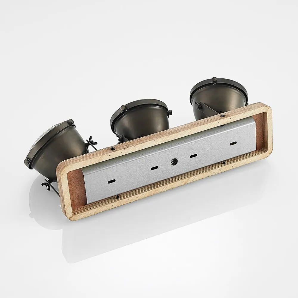 Lindby loftspot Farovi, sort, 44 cm, 3 lyskilder, træ, GU10