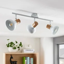 Lindby loftspot Fridolin, 50 cm, 3 lyskilder, hvid, metal