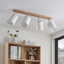 Lindby Gang|Loftlamper>loftspot Imarin, 81 cm, hvid, 4 lyskilder, træ