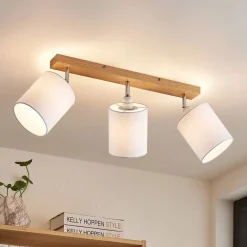 Lindby loftspot Imarin, 56 cm, 3 lyskilder, hvid, træ