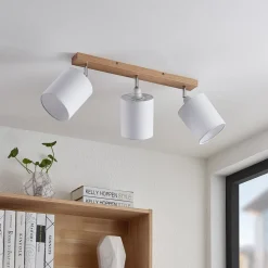 Lindby loftspot Imarin, 56 cm, 3 lyskilder, hvid, træ