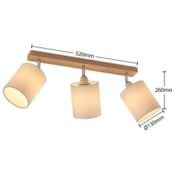 Lindby loftspot Imarin, 56 cm, 3 lyskilder, hvid, træ