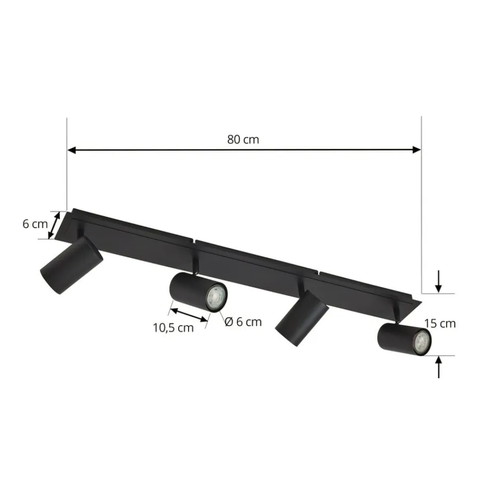 Lindby Loftlamper|Loftlamper>loftspot Joffrey, 80 cm, sort, 4 lyskilder, GU10