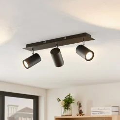 Lindby Gang|Loftlamper>loftspot Joffrey, 49 cm, sort, 3 lyskilder, GU10