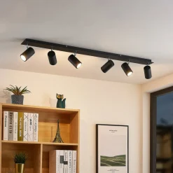 Lindby loftspot Joffrey, 116 cm, sort, 6 lyskilder, GU10