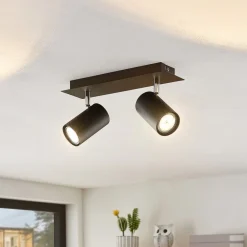 Lindby Gang|Loftlamper>loftspot Joffrey, 31 cm, 2 lyskilder, sort, GU10