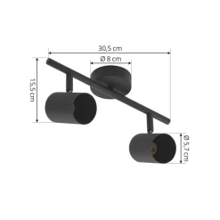 loftspot Jorell, sort, 31 cm, 2 lyskilder, GU10^Lindby Best