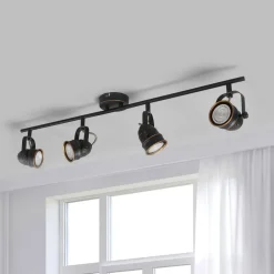 loftspot Leonor, 4 lyskilder, sort, metal, 78 cm^Lindby Outlet