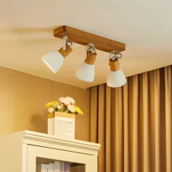 loftspot Merela, hvid, 45 cm, 3 lyskilder, træ, E14^Lindby