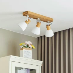 loftspot Merela, hvid, 45 cm, 3 lyskilder, træ, E14^Lindby