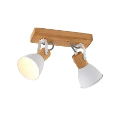 loftspot Merela, hvid, 28 cm, 2 lyskilder, træ, E14^Lindby Outlet