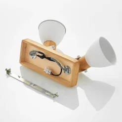 loftspot Merela, hvid, 28 cm, 2 lyskilder, træ, E14^Lindby Outlet