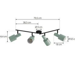 loftspot Ovelia, grøn, 80 cm, 4 lyskilder, E27^Lindby Sale