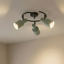 Lindby Arbejdsrum/Kontor|Gang>loftspot Ovelia, grøn/sort, 3 lyskilder, E27