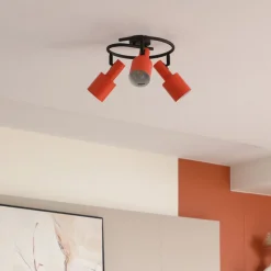 Lindby Arbejdsrum/Kontor|Loftlamper>loftspot Ovelia, orange/sort, 3 lyskilder, E27