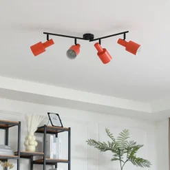 loftspot Ovelia, orange/sort, 4 lyskilder, E27^Lindby